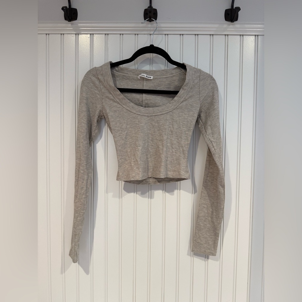 Reformation Gray Fitted Crop Top Blouse